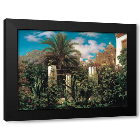 A Garden in Capri Black Modern Wood Framed Art Print with Double Matting by Leighton, Frederic