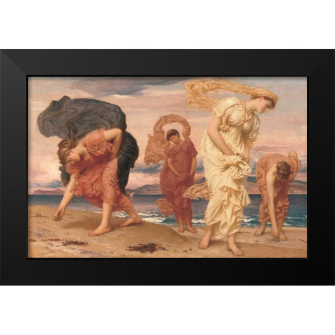By the Sea Black Modern Wood Framed Art Print by Leighton, Frederic