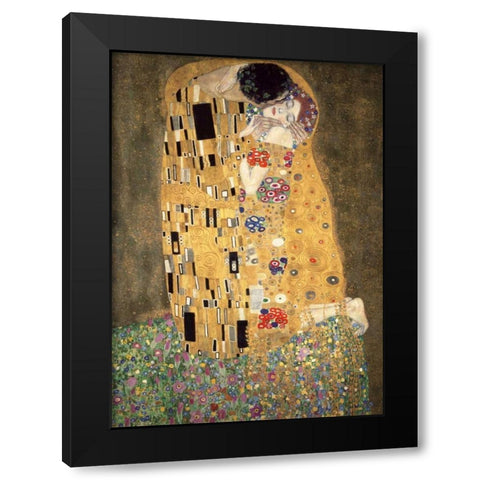 Der Kuss Black Modern Wood Framed Art Print with Double Matting by Klimt, Gustav