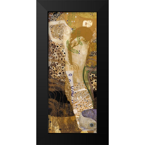 Sea Serpents II Black Modern Wood Framed Art Print by Klimt, Gustav
