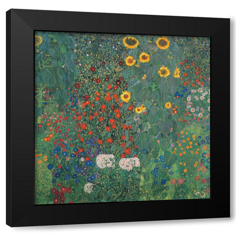 Garden with Sunflowers Black Modern Wood Framed Art Print with Double Matting by Klimt, Gustav
