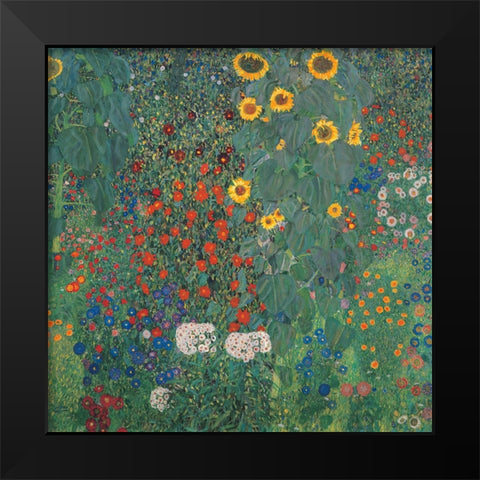 Garden with Sunflowers Black Modern Wood Framed Art Print by Klimt, Gustav