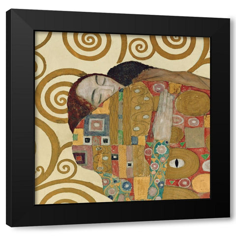 Die Erfullung Black Modern Wood Framed Art Print with Double Matting by Klimt, Gustav