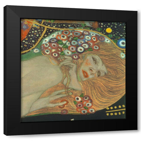 Sea Serpents III Black Modern Wood Framed Art Print by Klimt, Gustav