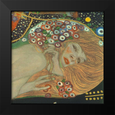 Sea Serpents III Black Modern Wood Framed Art Print by Klimt, Gustav