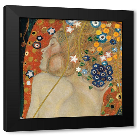 Sea Serpents IV Black Modern Wood Framed Art Print by Klimt, Gustav
