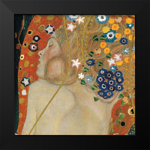 Sea Serpents IV Black Modern Wood Framed Art Print by Klimt, Gustav