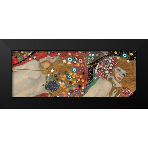 Sea Serpents Black Modern Wood Framed Art Print by Klimt, Gustav