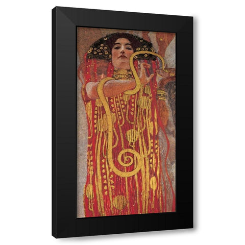 Hygieia Black Modern Wood Framed Art Print with Double Matting by Klimt, Gustav