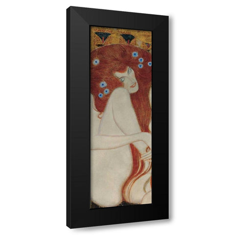 Beethoven Frieze Black Modern Wood Framed Art Print with Double Matting by Klimt, Gustav
