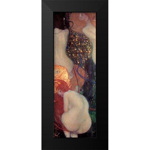 Goldfish Black Modern Wood Framed Art Print by Klimt, Gustav