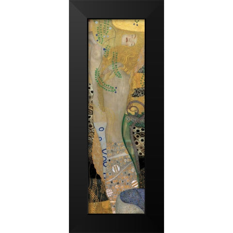 Sea Serpents I Black Modern Wood Framed Art Print by Klimt, Gustav