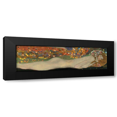 Sea Serpents III Black Modern Wood Framed Art Print with Double Matting by Klimt, Gustav
