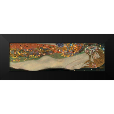 Sea Serpents III Black Modern Wood Framed Art Print by Klimt, Gustav