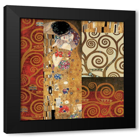 Klimt Details-The Kiss Black Modern Wood Framed Art Print with Double Matting by Klimt, Gustav