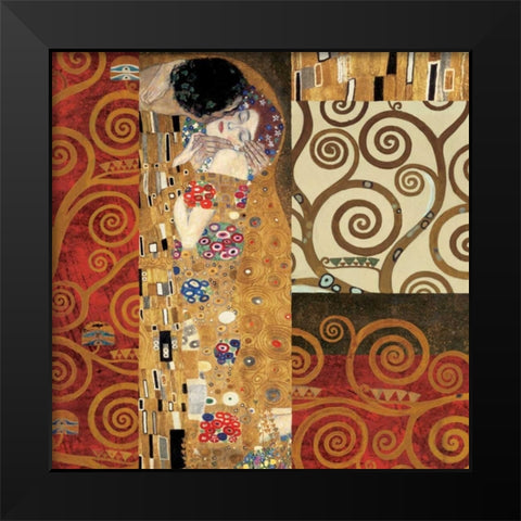 Klimt Details-The Kiss Black Modern Wood Framed Art Print by Klimt, Gustav