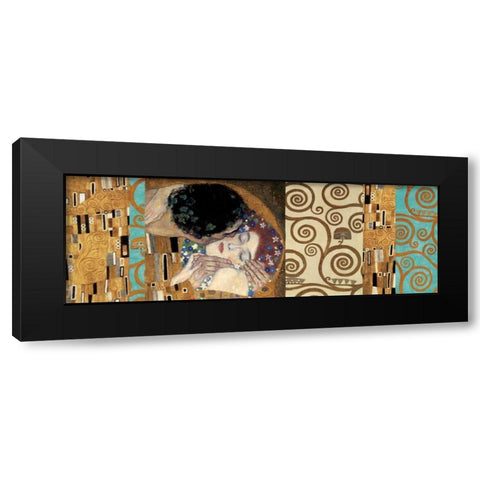 Klimt II 150th Anniversary - The Kiss Black Modern Wood Framed Art Print with Double Matting by Klimt, Gustav