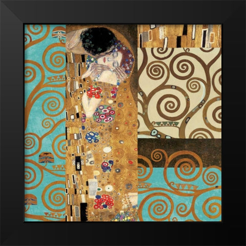 Klimt IV 150th Anniversary - The Kiss Black Modern Wood Framed Art Print by Klimt, Gustav