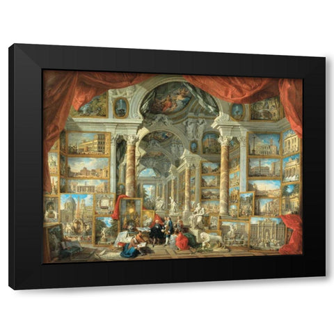 Vedute di Roma moderna Black Modern Wood Framed Art Print by Panini, Giovanni Paolo