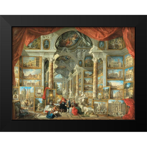 Vedute di Roma moderna Black Modern Wood Framed Art Print by Panini, Giovanni Paolo