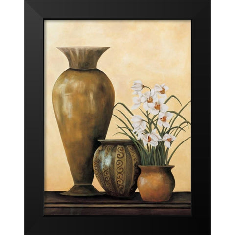 Still Life with White Flowers Black Modern Wood Framed Art Print by Brighton, Grace