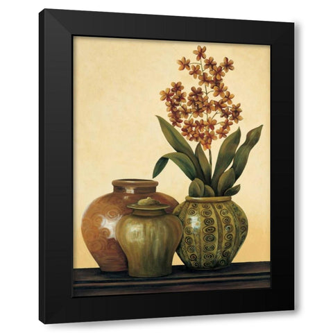 Still Life with Red Flowers Black Modern Wood Framed Art Print with Double Matting by Brighton, Grace