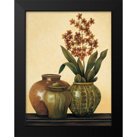Still Life with Red Flowers Black Modern Wood Framed Art Print by Brighton, Grace
