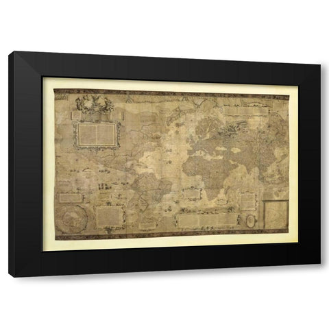 Orbis Terrae Descriptio Black Modern Wood Framed Art Print with Double Matting by Mercatore, Gerardo