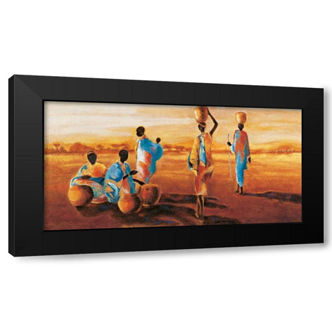 Apres-midi en Afrique Black Modern Wood Framed Art Print with Double Matting by Beaumont, Jaques