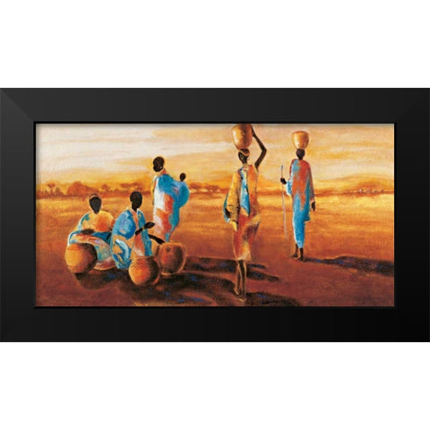 Apres-midi en Afrique Black Modern Wood Framed Art Print by Beaumont, Jaques