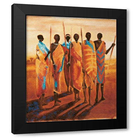 Les gardiens de la terre Black Modern Wood Framed Art Print with Double Matting by Beaumont, Jaques