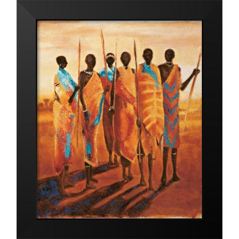 Les gardiens de la terre Black Modern Wood Framed Art Print by Beaumont, Jaques