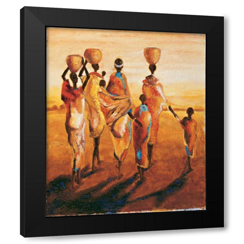 Meres et enfants Black Modern Wood Framed Art Print with Double Matting by Beaumont, Jaques