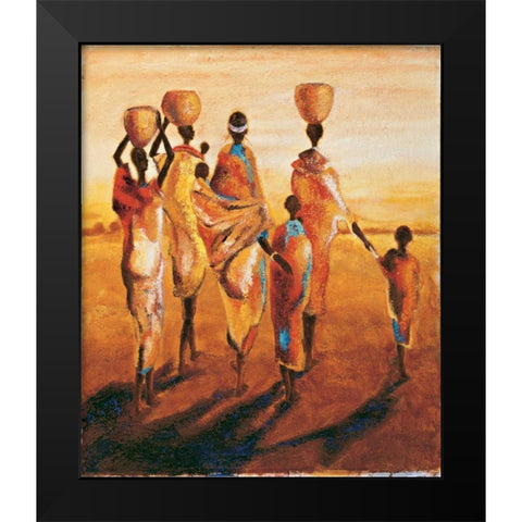 Meres et enfants Black Modern Wood Framed Art Print by Beaumont, Jaques