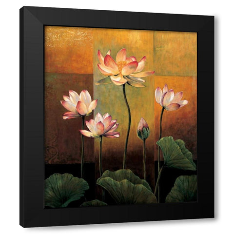 Lotus Black Modern Wood Framed Art Print with Double Matting by Deveraux, Jill