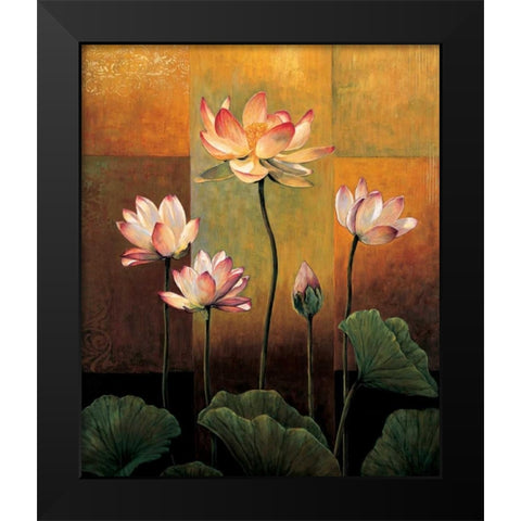 Lotus Black Modern Wood Framed Art Print by Deveraux, Jill