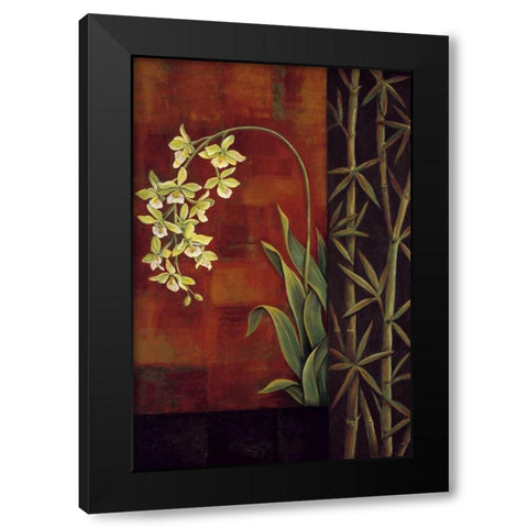 Green Orchid Black Modern Wood Framed Art Print with Double Matting by Deveraux, Jill