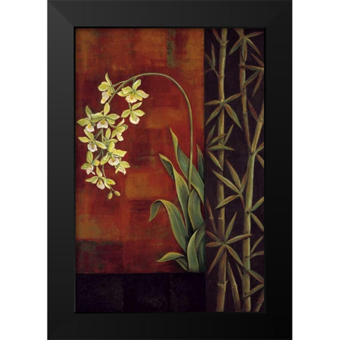 Green Orchid Black Modern Wood Framed Art Print by Deveraux, Jill