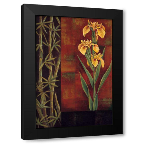 Yellow Iris Black Modern Wood Framed Art Print by Deveraux, Jill