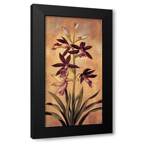 Burgundy Orchid Black Modern Wood Framed Art Print by Deveraux, Jill