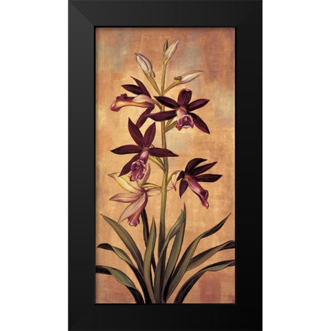 Burgundy Orchid Black Modern Wood Framed Art Print by Deveraux, Jill