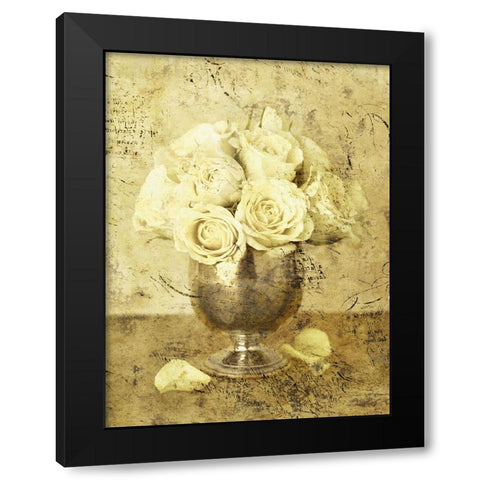 Golden Roses I Black Modern Wood Framed Art Print by Seba, John