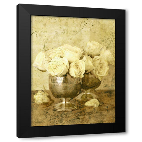 Golden Roses II Black Modern Wood Framed Art Print by Seba, John