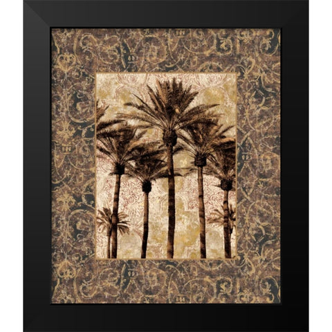 Palm Collage II Black Modern Wood Framed Art Print by Seba, John