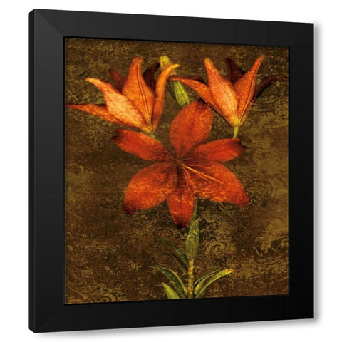 Red Lilies Black Modern Wood Framed Art Print with Double Matting by Seba, John