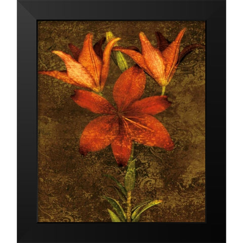 Red Lilies Black Modern Wood Framed Art Print by Seba, John
