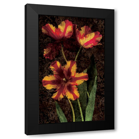 Decorative Tulips I Black Modern Wood Framed Art Print with Double Matting by Seba, John