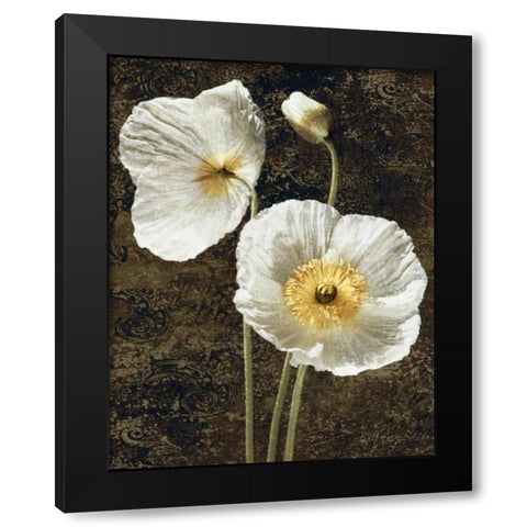 Poppies I Black Modern Wood Framed Art Print with Double Matting by Seba, John