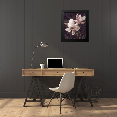 Pink Magnolias I Black Modern Wood Framed Art Print by Seba, John