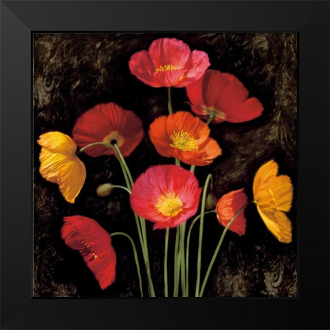 Poppy Bouquet I Black Modern Wood Framed Art Print by Seba, John